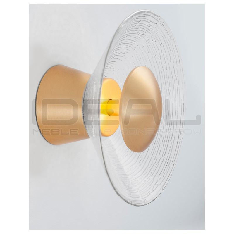 Szklany kinkiet okrągły złoty Onil 20 w stylu glamour | IdealMeble.pl