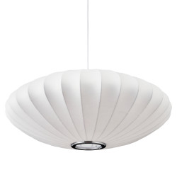Biała lampa z materiałowym kloszem SILK FLAT w stylu japandi