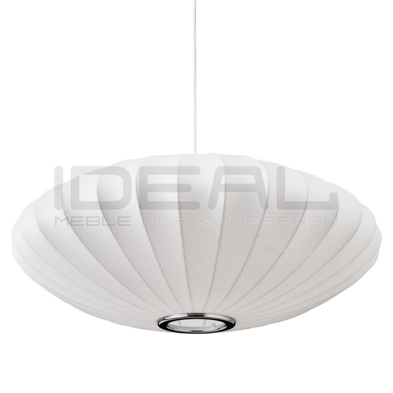Biała lampa z materiałowym kloszem SILK FLAT w stylu japandi