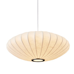 Biała lampa z materiałowym kloszem SILK FLAT w stylu japandi
