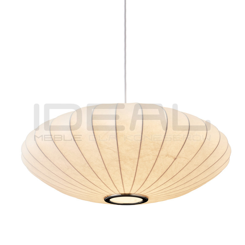 Biała lampa z materiałowym kloszem SILK FLAT w stylu japandi