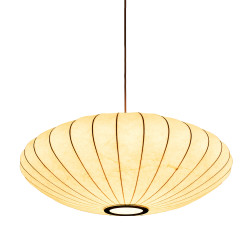 Biała lampa z materiałowym kloszem SILK FLAT w stylu japandi