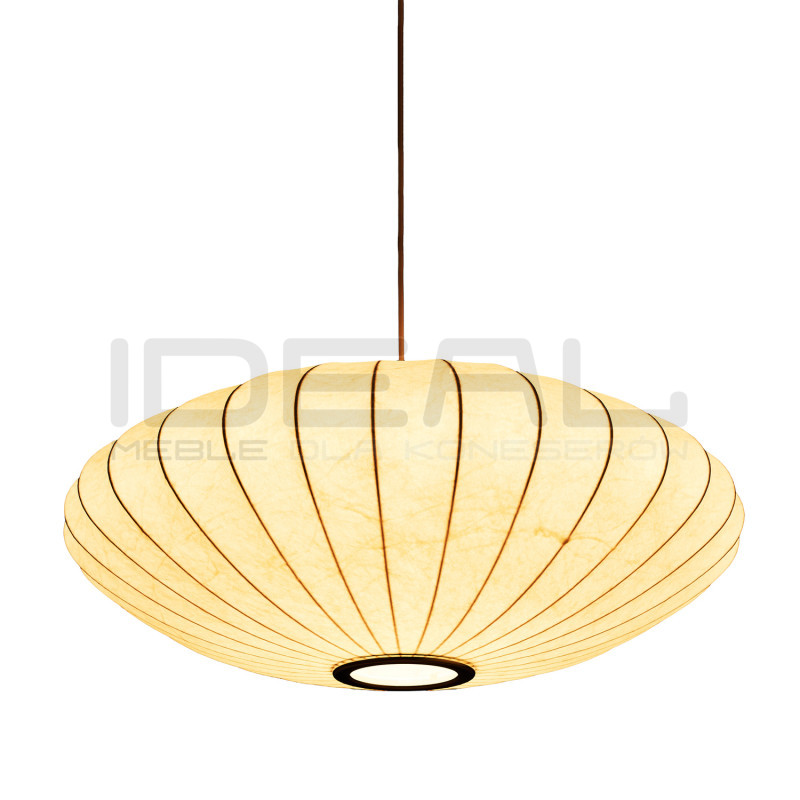Biała lampa z materiałowym kloszem SILK FLAT w stylu japandi