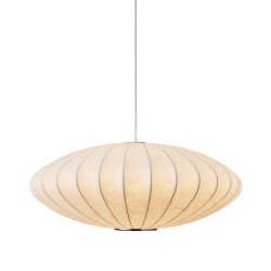 Biała lampa z materiałowym kloszem SILK FLAT w stylu japandi
