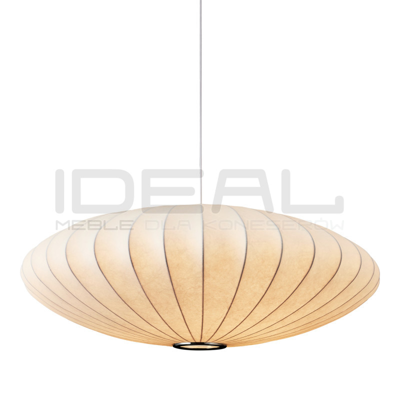 Biała lampa z materiałowym kloszem SILK FLAT w stylu japandi