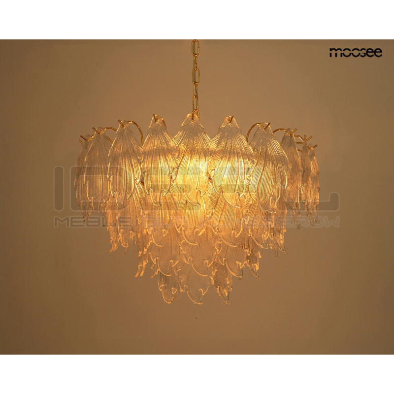 Lampa wisząca SCARLETT 60 złota –szklane dekoracyjne liście