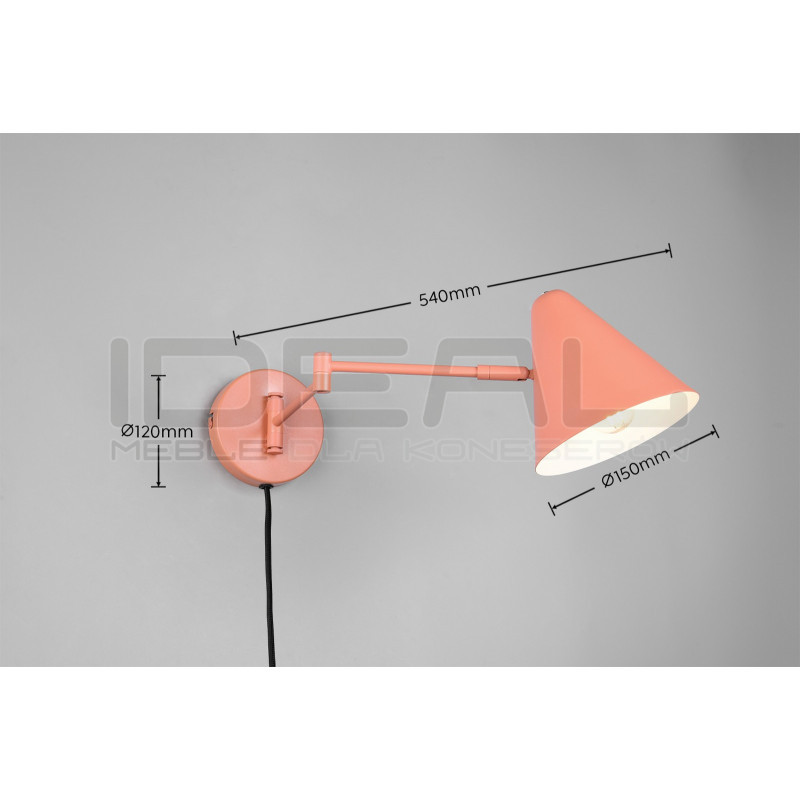 Kinkiet Tytus z ruchomym ramieniem – lampka nocna morelowa