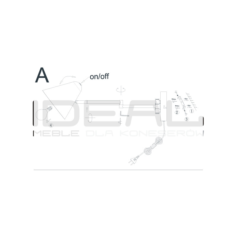 Kinkiet Tytus z ruchomym ramieniem – lampka nocna morelowa