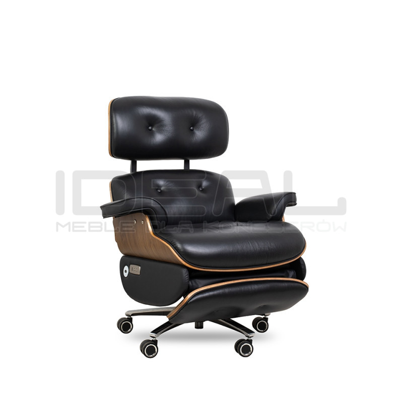 Fotel biurowy Lounge Automatic – nowoczesny fotel lounge z podnóżkiem