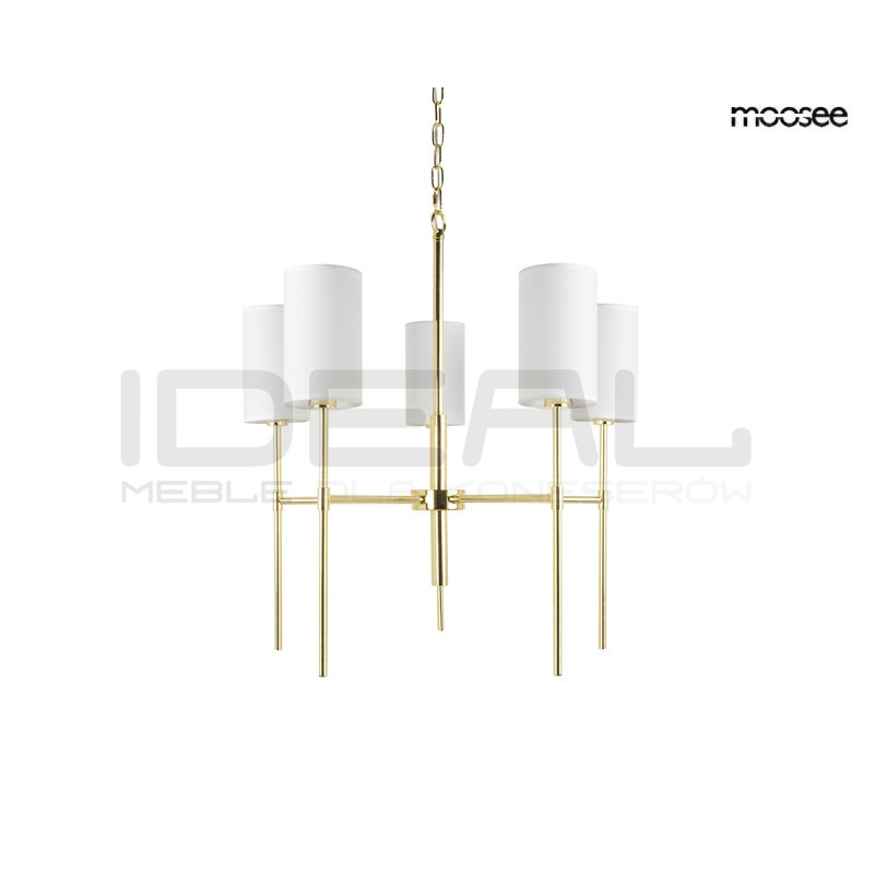 Lampa wisząca IMPERIO 5 złota Moosee – elegancki żyrandol