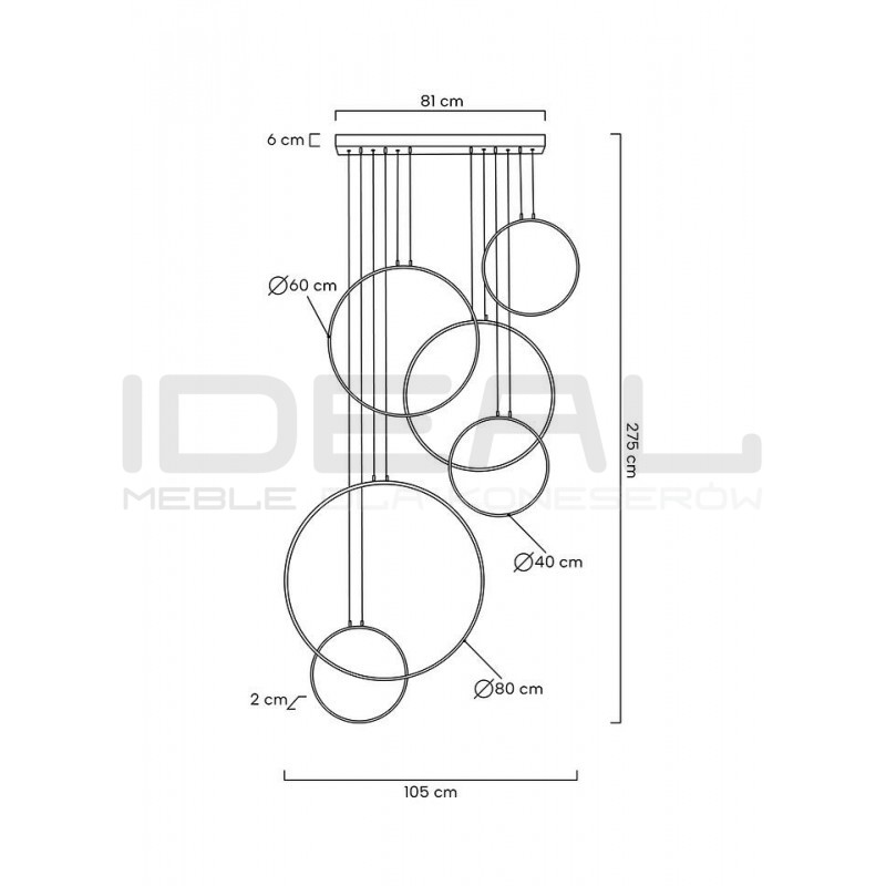 Lampa wisząca CIRCULO SIX złota Moosee –  lampa nowoczesna