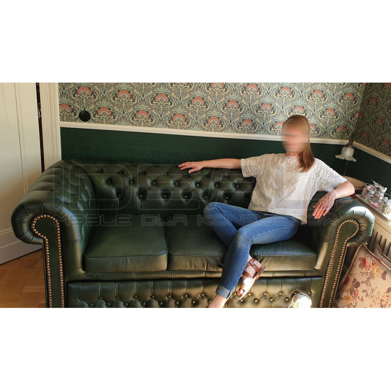 Sofa Chesterfield Classic Skóra Plus Rozkładana 3 os.