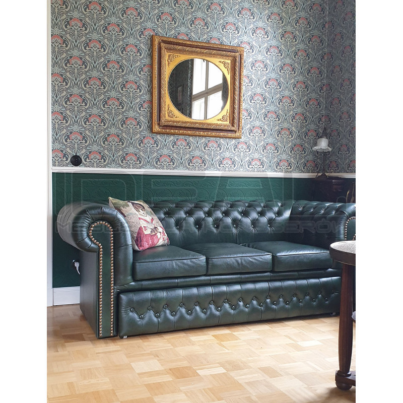 Sofa Chesterfield Classic Skóra Plus Rozkładana 3 os.