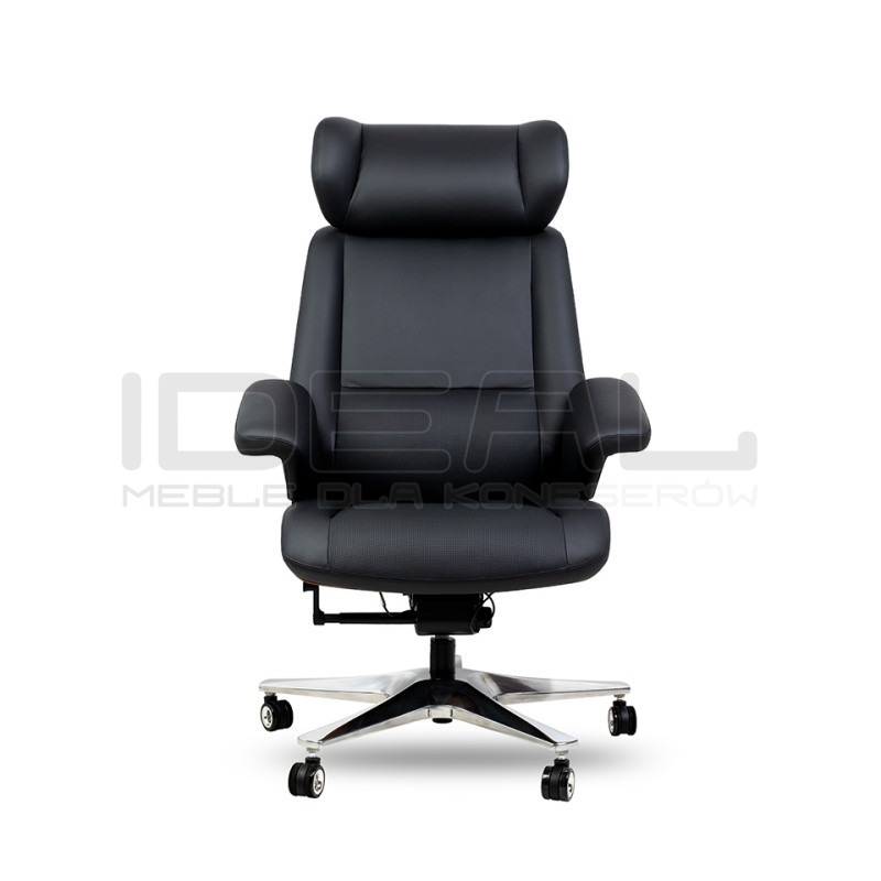 Fotel biurowy COMANDOR czarny – skórzany fotel | Komfort i elegancja