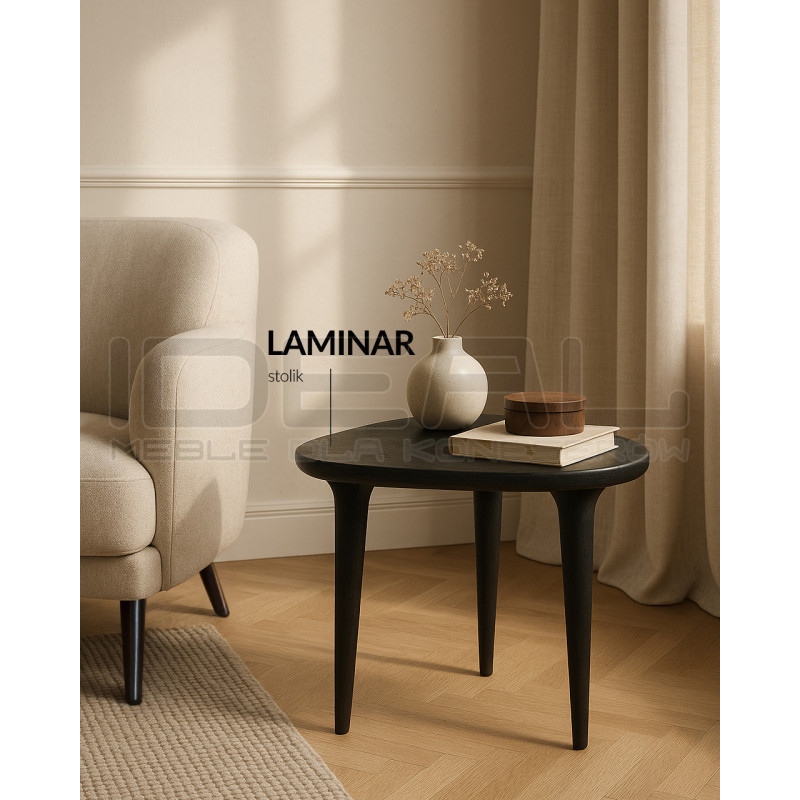 Stolik kawowy LAMINAR czarny z drewna mango | MaMaison