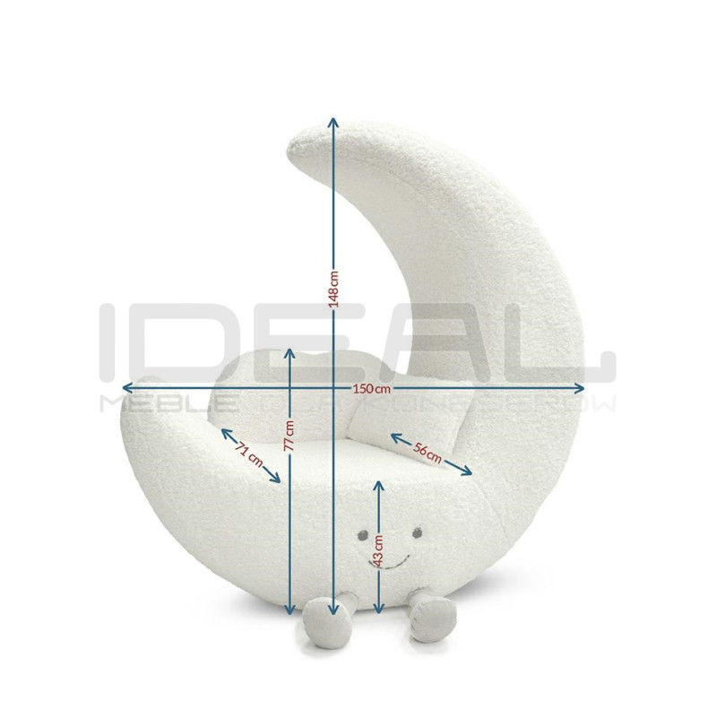 Fotel dziecięcy MOON biały – uroczy fotel księżyc dla dzieci