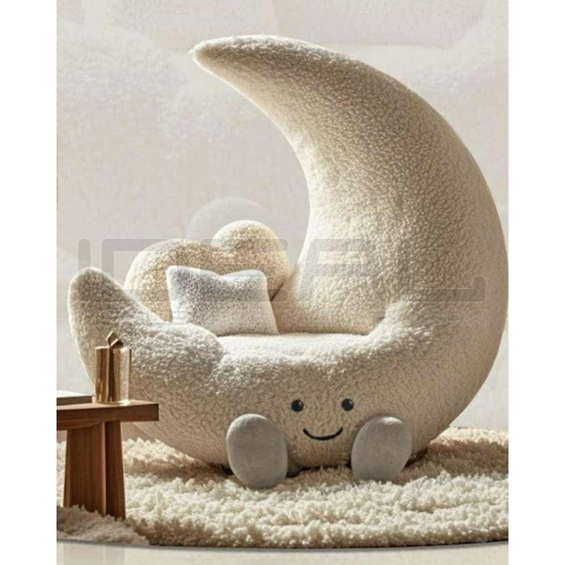 Fotel dziecięcy MOON biały – uroczy fotel księżyc dla dzieci