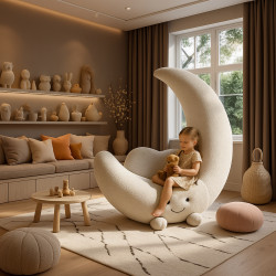 Fotel dziecięcy MOON biały – uroczy fotel księżyc dla dzieci