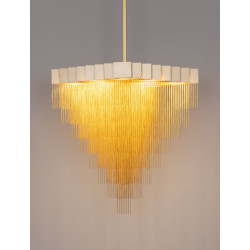 Złota lampa Pixel – designerska lampa wisząca do salonu