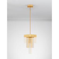 Złota lampa wisząca Pixel 31 – nowoczesna lampa do sypialni