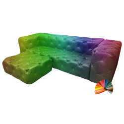 Sofa z pufą jak narożnik Chesterfield Moon skóra | IdealMeble.pl