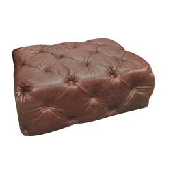 Sofa z pufą jak narożnik Chesterfield Moon skóra | IdealMeble.pl