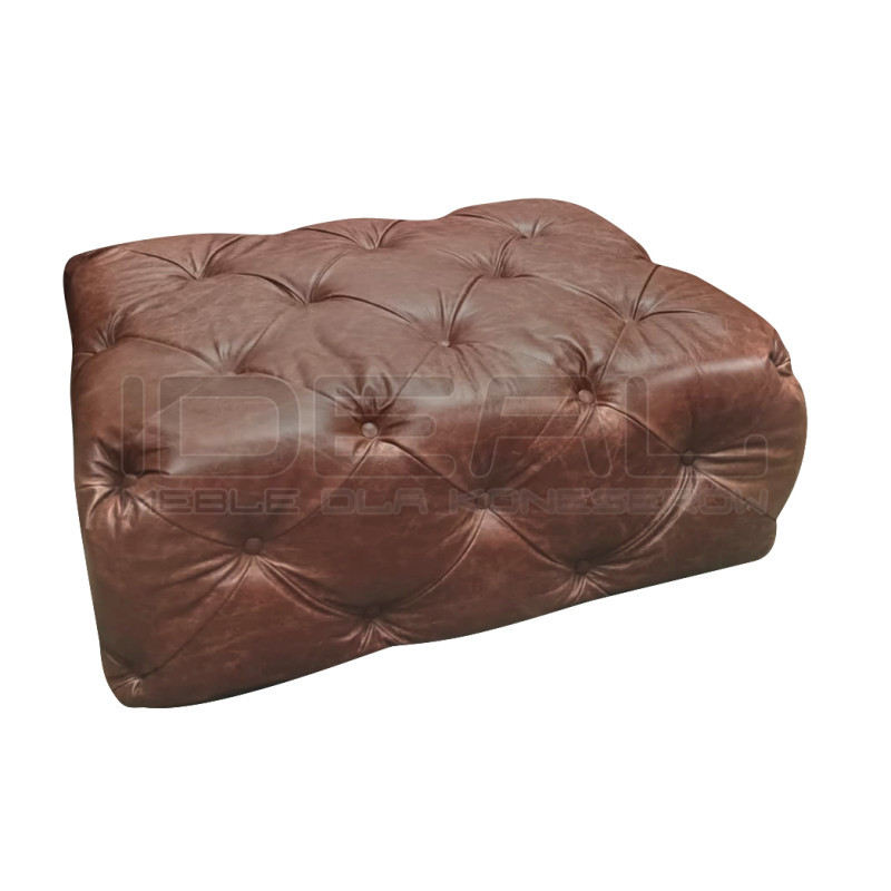 Sofa z pufą jak narożnik Chesterfield Moon skóra | IdealMeble.pl