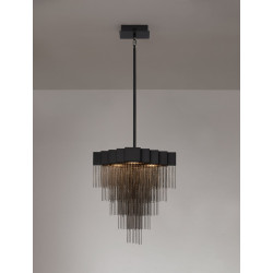 Czarna lampa wisząca Pixel 49 –  oświetlenie LED do salonu