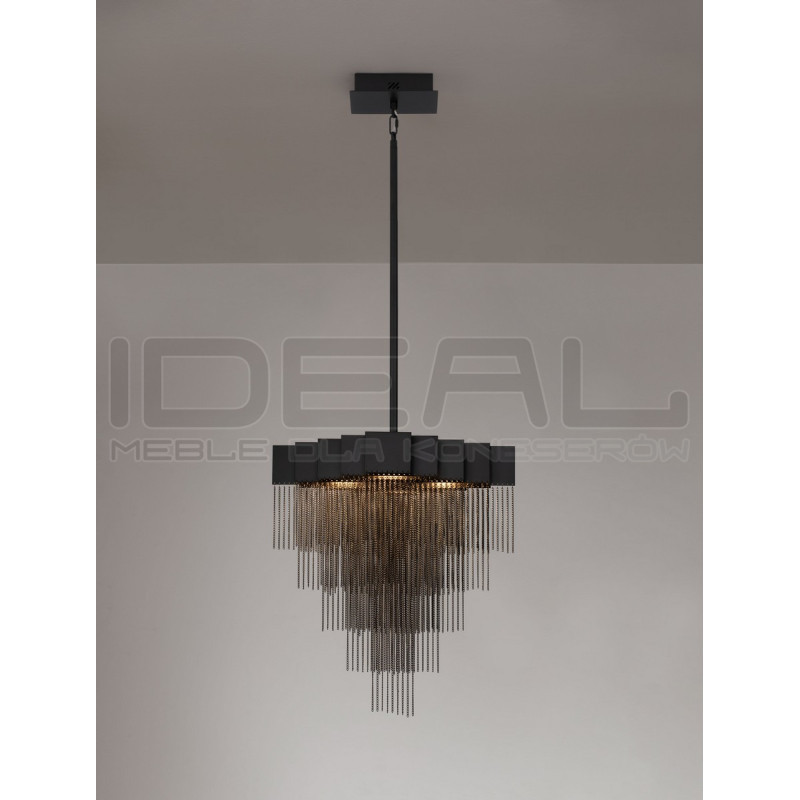 Czarna lampa wisząca Pixel 49 –  oświetlenie LED do salonu