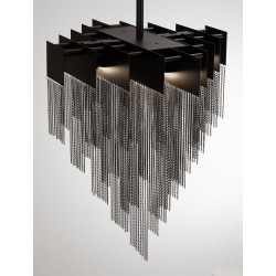 Czarna lampa wisząca Pixel 49 –  oświetlenie LED do salonu