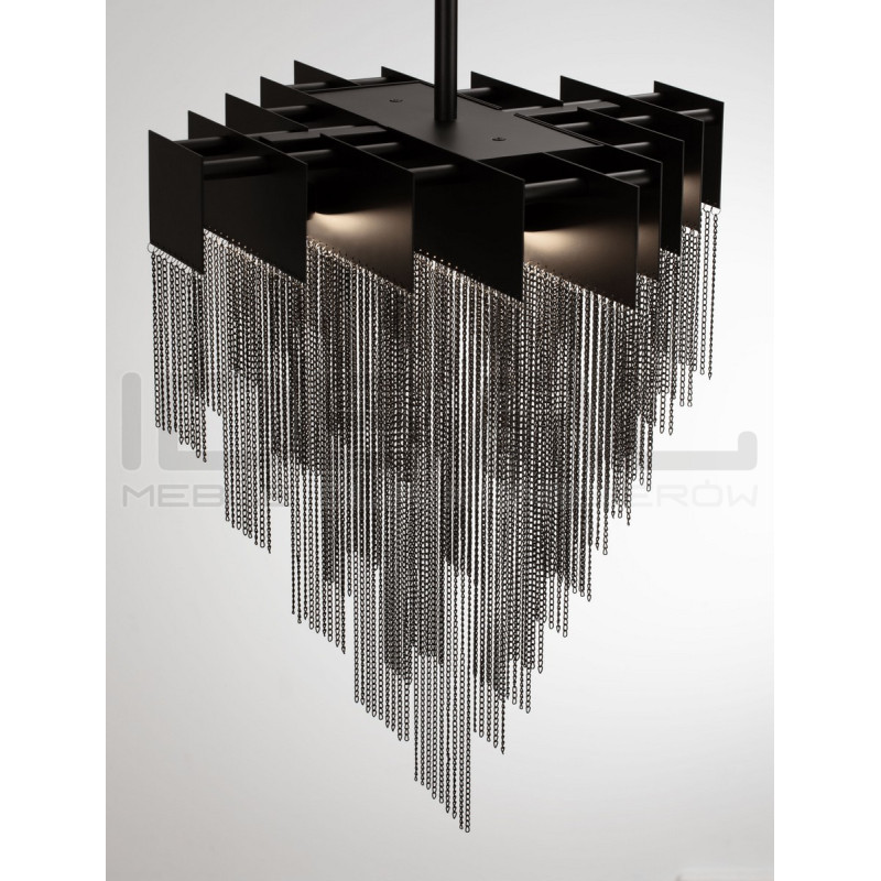 Czarna lampa wisząca Pixel 49 –  oświetlenie LED do salonu