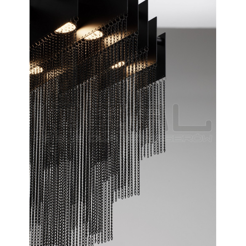 Czarna lampa wisząca Pixel 49 –  oświetlenie LED do salonu