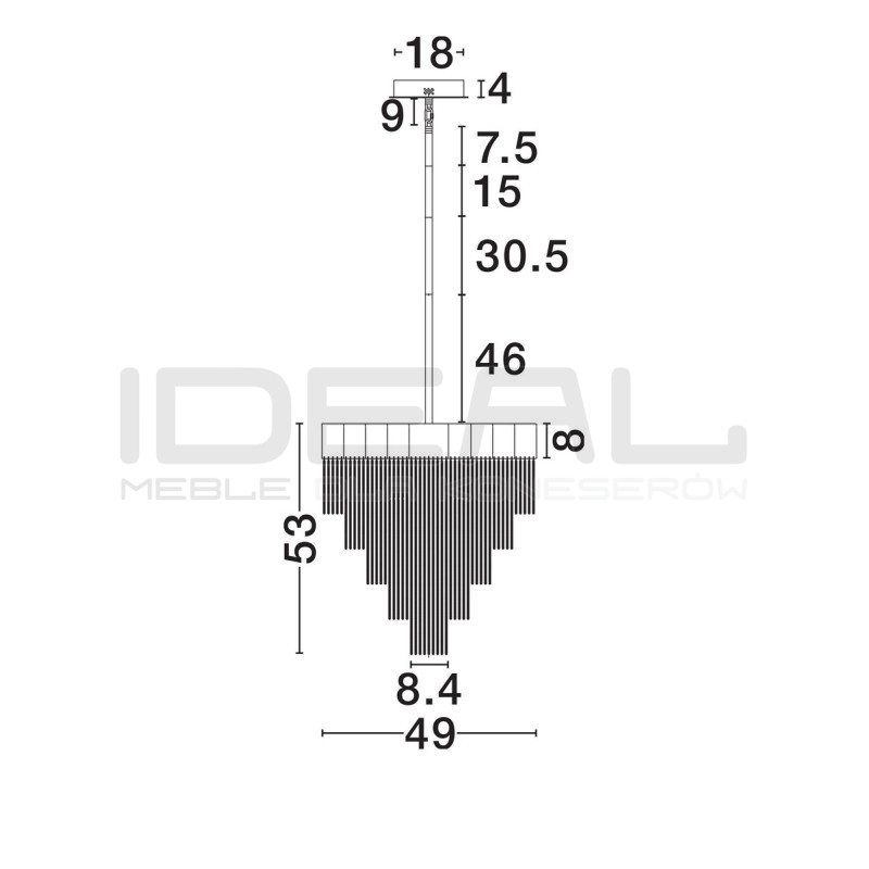 Czarna lampa wisząca Pixel 49 –  oświetlenie LED do salonu