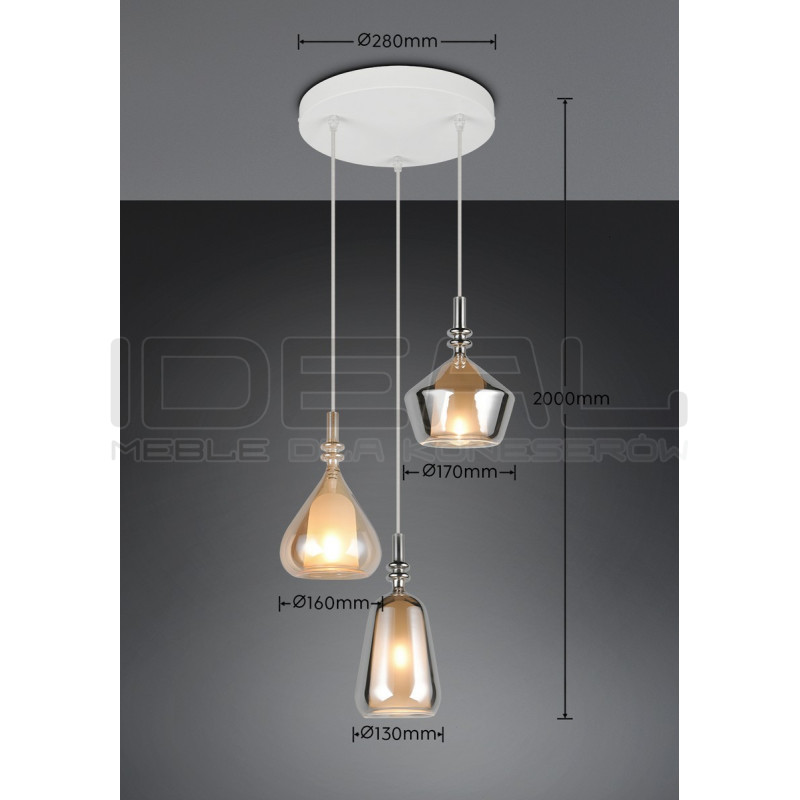 Lampa wisząca Marinet – oświetlenie z 3 szklanymi kloszami