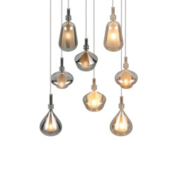 Lampa wisząca Marinet 8 – duża lampa szklana chrom i bursztyn