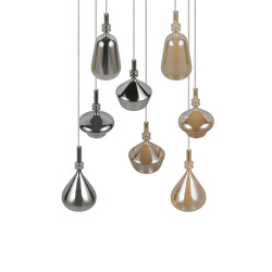 Lampa wisząca Marinet 8 – duża lampa szklana chrom i bursztyn