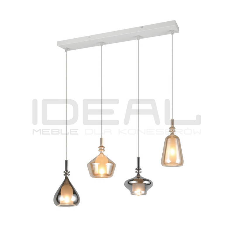 Lampa wisząca Marinet 4 – szkło bursztynowe i chrom