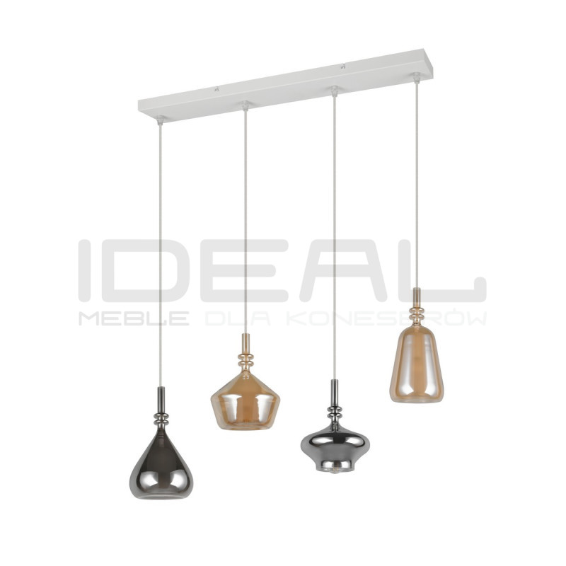 Lampa wisząca Marinet 4 – szkło bursztynowe i chrom