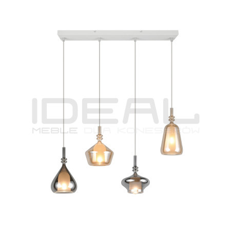 Lampa wisząca Marinet 4 – szkło bursztynowe i chrom