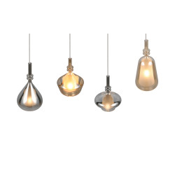 Lampa wisząca Marinet 4 – szkło bursztynowe i chrom