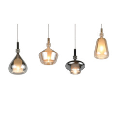 Lampa wisząca Marinet 4 – szkło bursztynowe i chrom