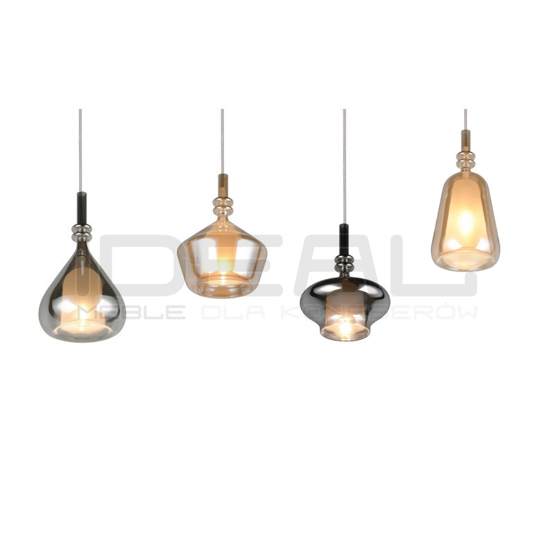 Lampa wisząca Marinet 4 – szkło bursztynowe i chrom