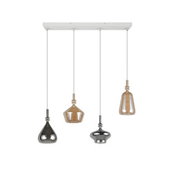 Lampa wisząca Marinet 4 – szkło bursztynowe i chrom