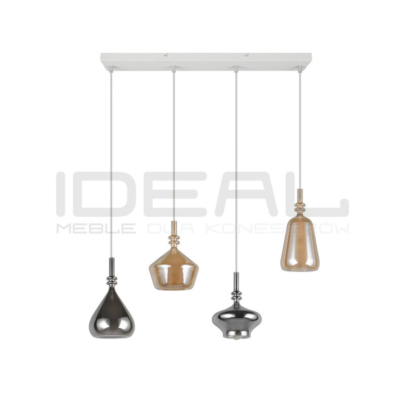 Lampa wisząca Marinet 4 – szkło bursztynowe i chrom
