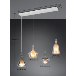 Lampa wisząca Marinet 4 – szkło bursztynowe i chrom