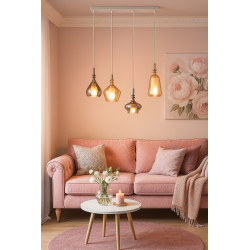 Lampa wisząca Marinet 4 – szkło bursztynowe i chrom