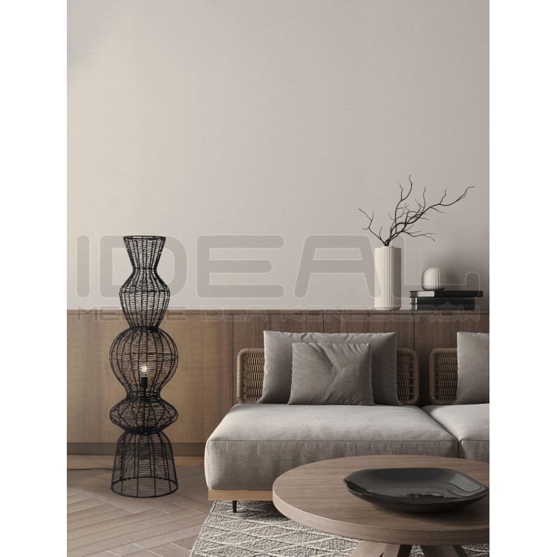 Lampa podłogowa Baloo –lampa boho ze sznurka czarna lub brąz