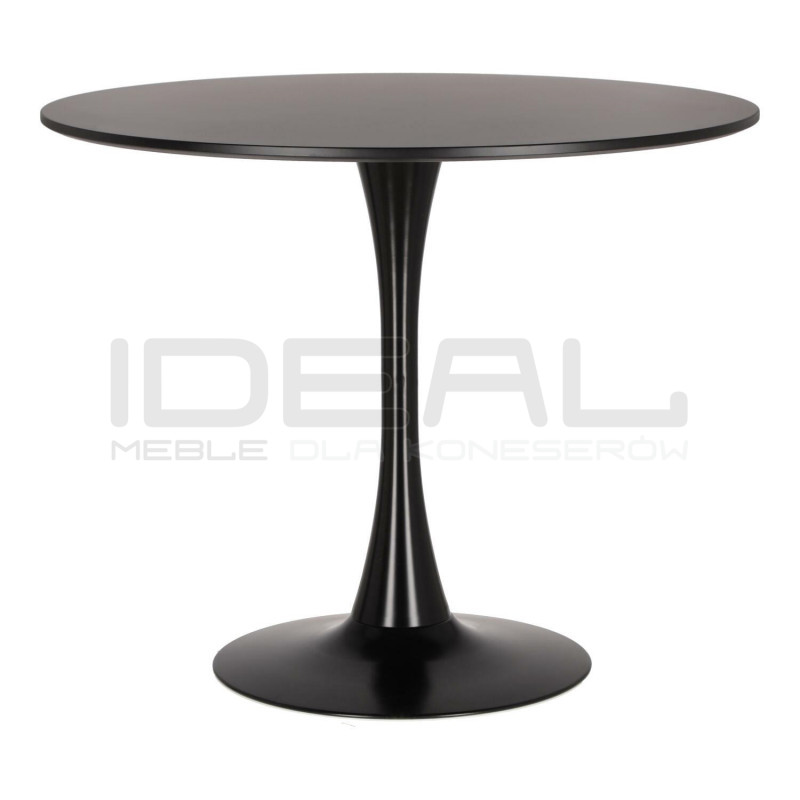 Stół Tulip Skinny 90 czarny – okrągły stół na jednej nodze