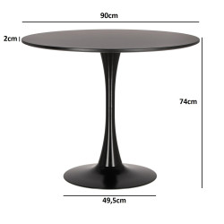 Stół Tulip Skinny 90 czarny – okrągły stół na jednej nodze
