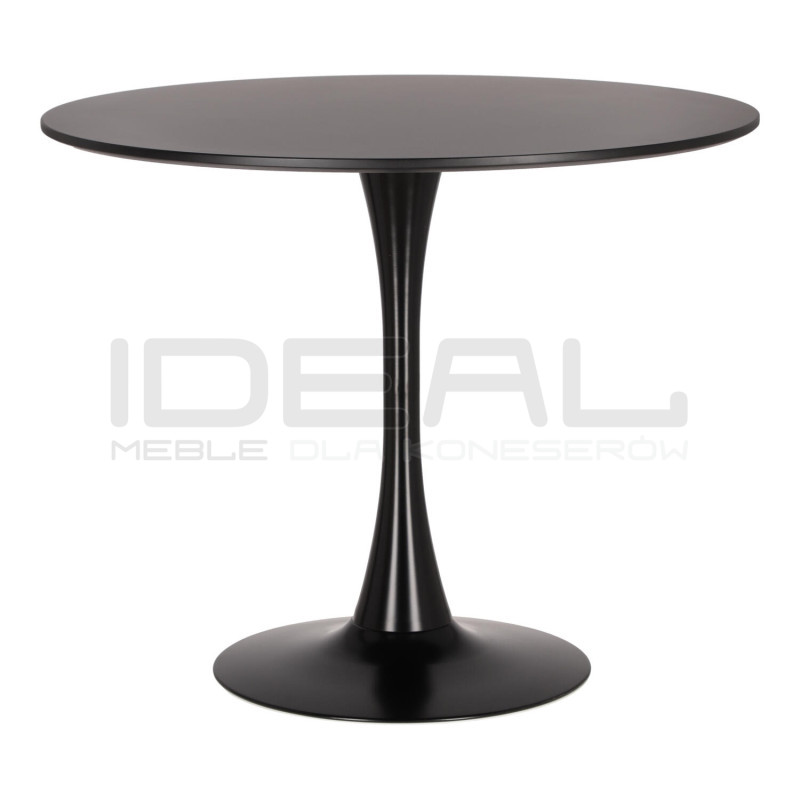 Stół Tulip Skinny 90 czarny – okrągły stół na jednej nodze